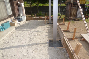 尾道市向島町・海辺のほとりで外構工事・テラス取付工事。