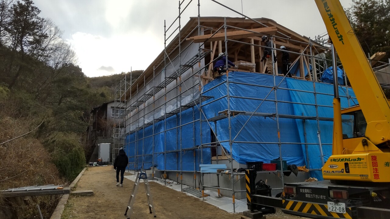 尾道市因島：寄宿舎工事進行中！本体工事＆屋根工事